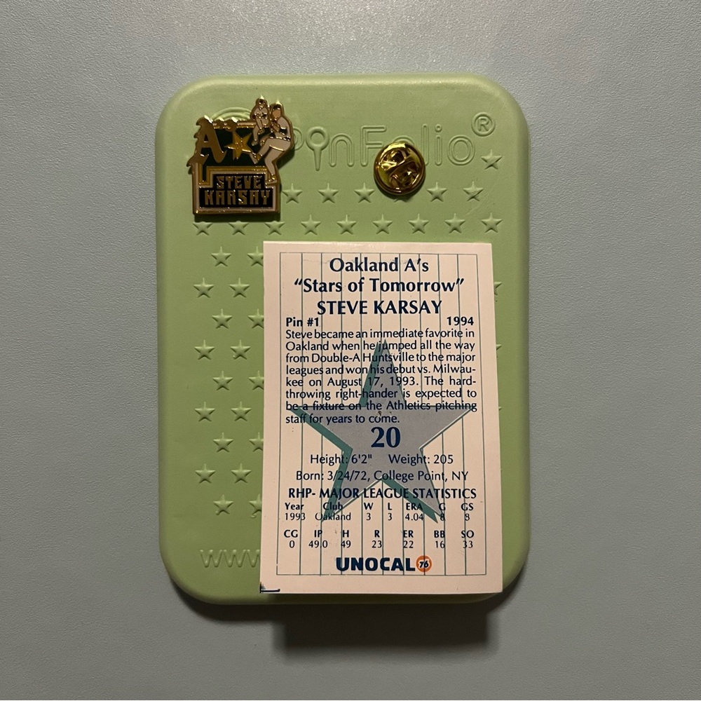 Oakland Athletics Stars Of Tomorrow Steve Karsay 1994 Pin